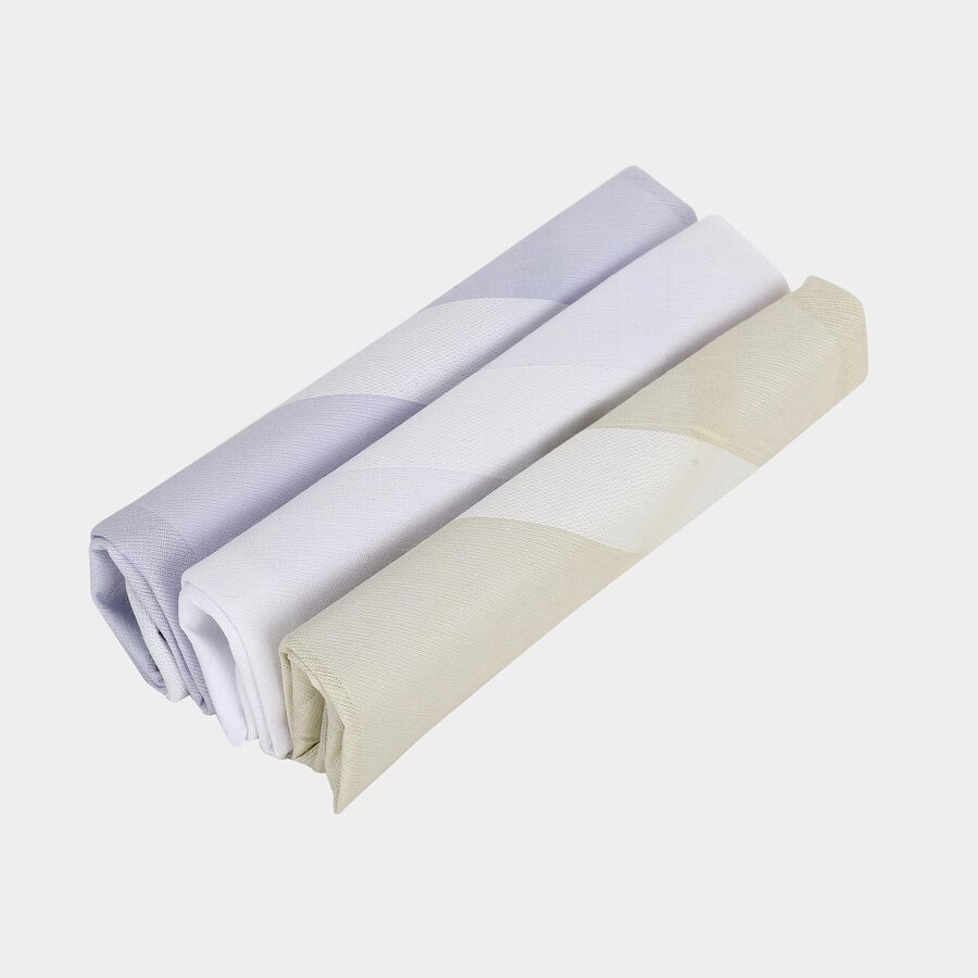 Men's Multicolour Striped Pack of 3 Handkerchief, ओलिव, large