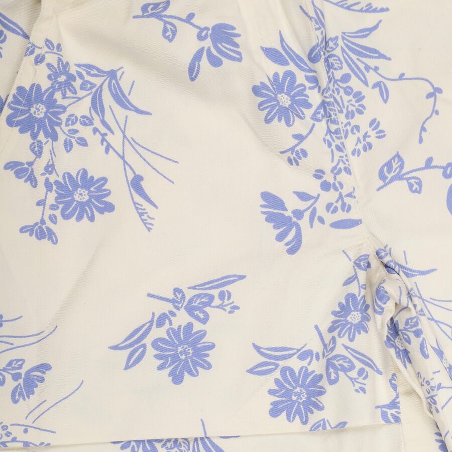 Kids' Cream Floral Jogger Pull-Up Trousers, Off White, large image number null