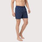 Men's Navy Blue Relaxed Fit Checked Boxers, Dark Blue, small