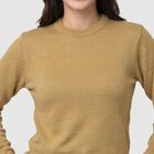 Women's Beige Round Neck Regular Top, Beige, small