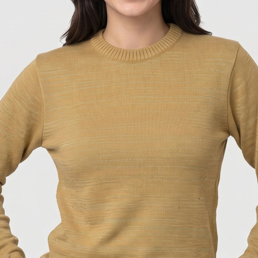Women's Beige Round Neck Regular Top, Beige, large
