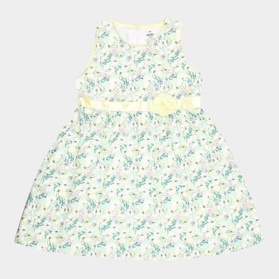 Girls Cotton Frock, Light Green, large image number null