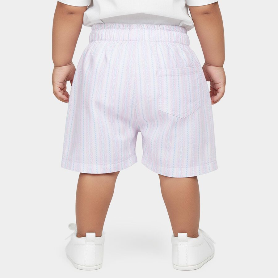 Infants' Light Pink Regular Fit Striped Half Pant, हल्का गुलाबी, large