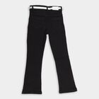 Girls' Jet Black Flared Fit Embellished Jeans, Black, small image number null