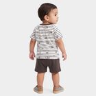 Infants' Charcoal Crew Neck Striped Baba Suit, चारकोल, small