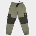 Boys' Olive Regular-Fit Panelled Cargo Pyjama, Olive, small