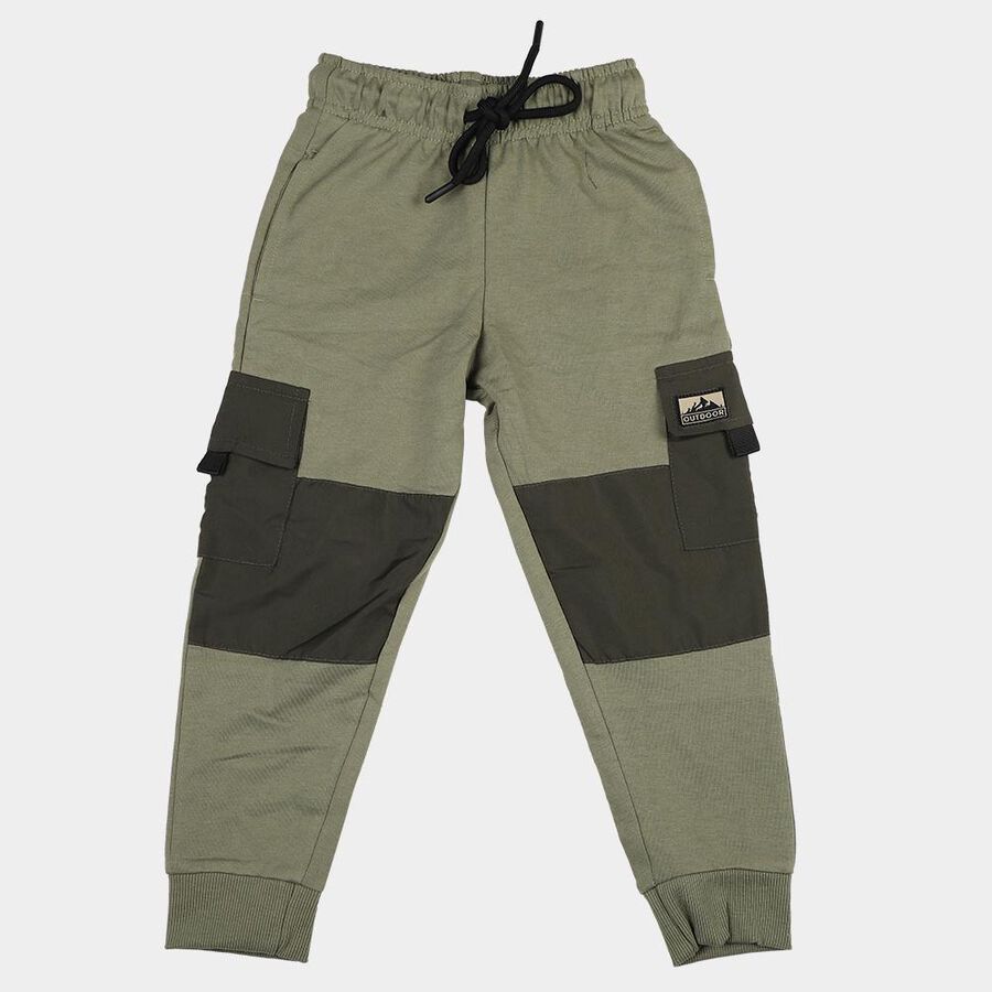 Boys' Olive Regular-Fit Panelled Cargo Pyjama, Olive, large