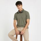 Men's Olive Green Polo Neck Solid Polo T-Shirt, Olive, small
