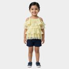 Girls Yellow Round Neck Casual T-Shirt, Yellow, small
