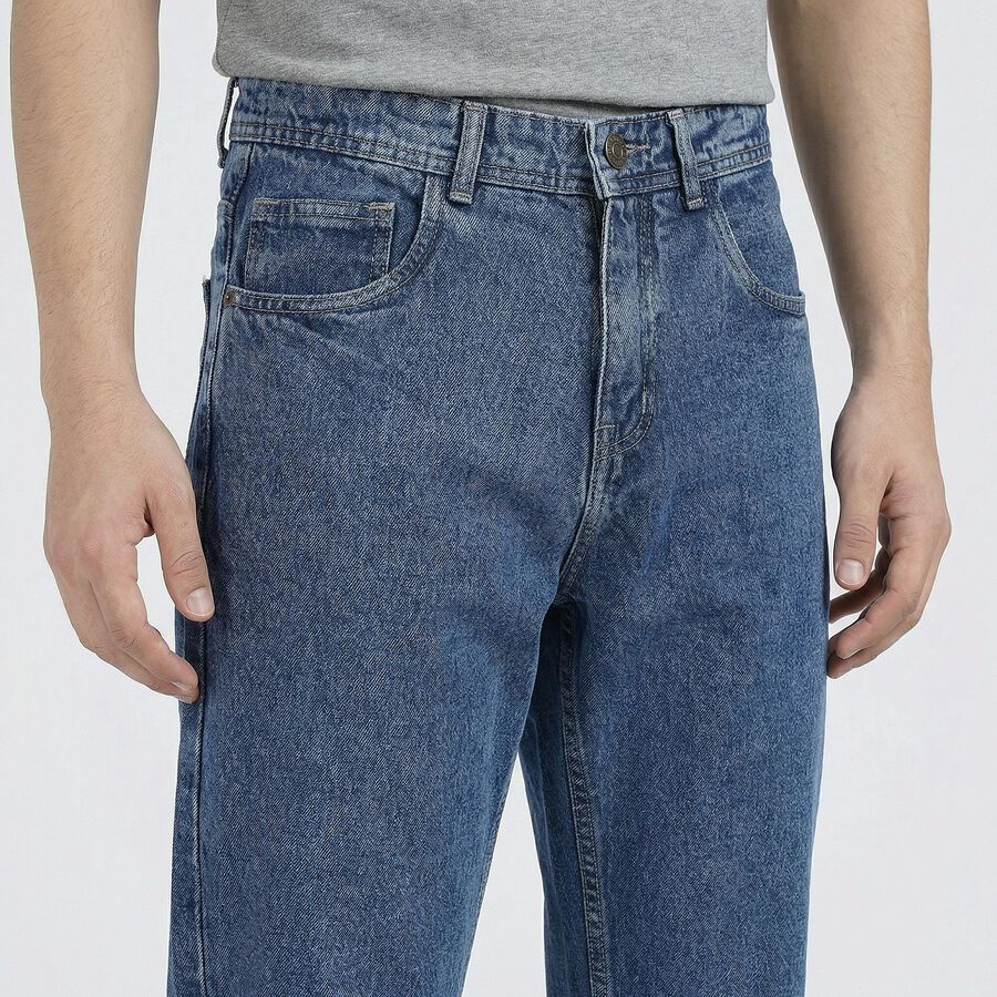 Men's Blue Regular Fit Classic Jeans, Mid Blue, large
