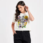 Cotton Round Neck T-Shirt, Off White, small image number null