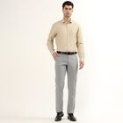 Men's Light Grey Slim Fit Flat-Front Trousers, Light Grey, small