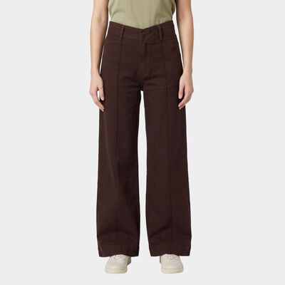 Women's Brown Wide Leg Seam Detail Jeans