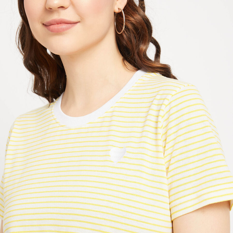 All Over Print Round Neck T-Shirt, पीला, large image number null