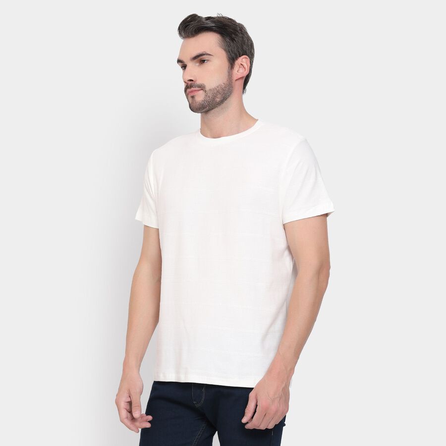 Men's 100% Cotton Round Neck Half Sleeves T-Shirt , White, large image number null