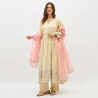 Women's Eggshell White Keyhole Neck Embroidered Kurta, Off White, small image number null