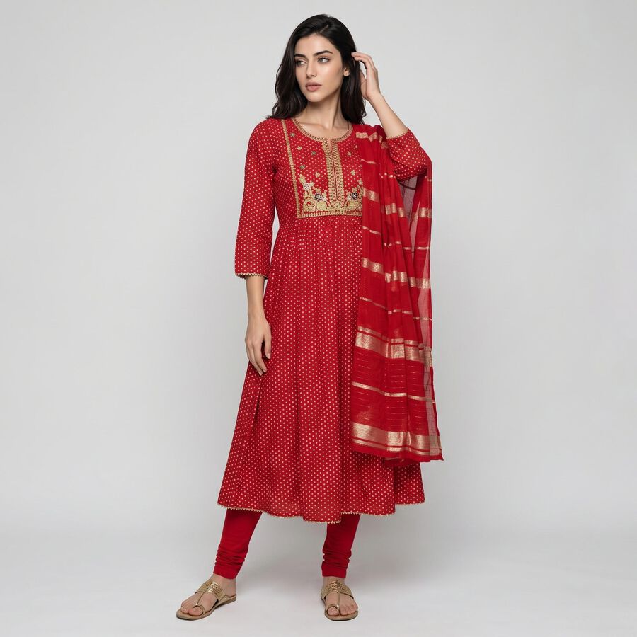 Women's Fuchsia Embroidered Ethnic Set, Fuchsia, large