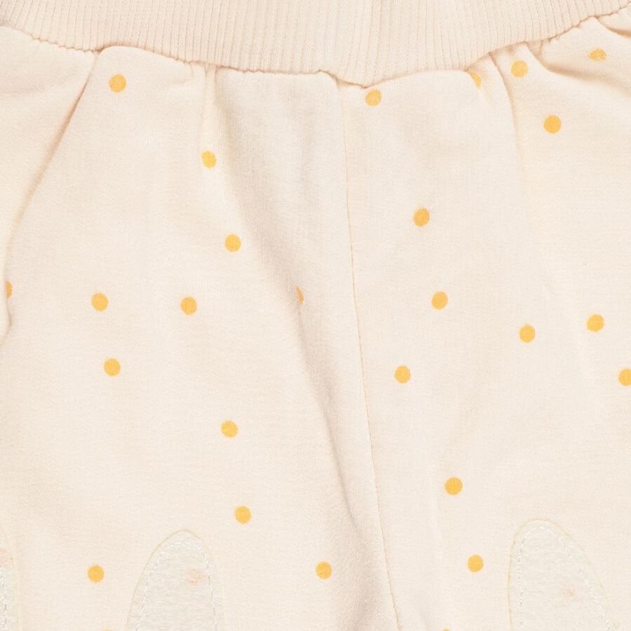 Infants Cream Polka Dot Embroidered Cotton Blend Pyjama, Peach, large image number null