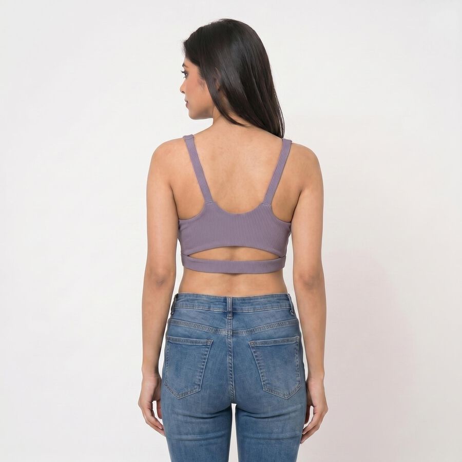 Women's Lilac V-Neck Sports Bra, Lilac, large