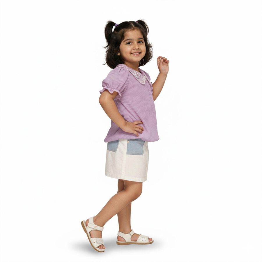 Girls Lavender Peter Pan Collar Romantic T-Shirt, Lilac, large