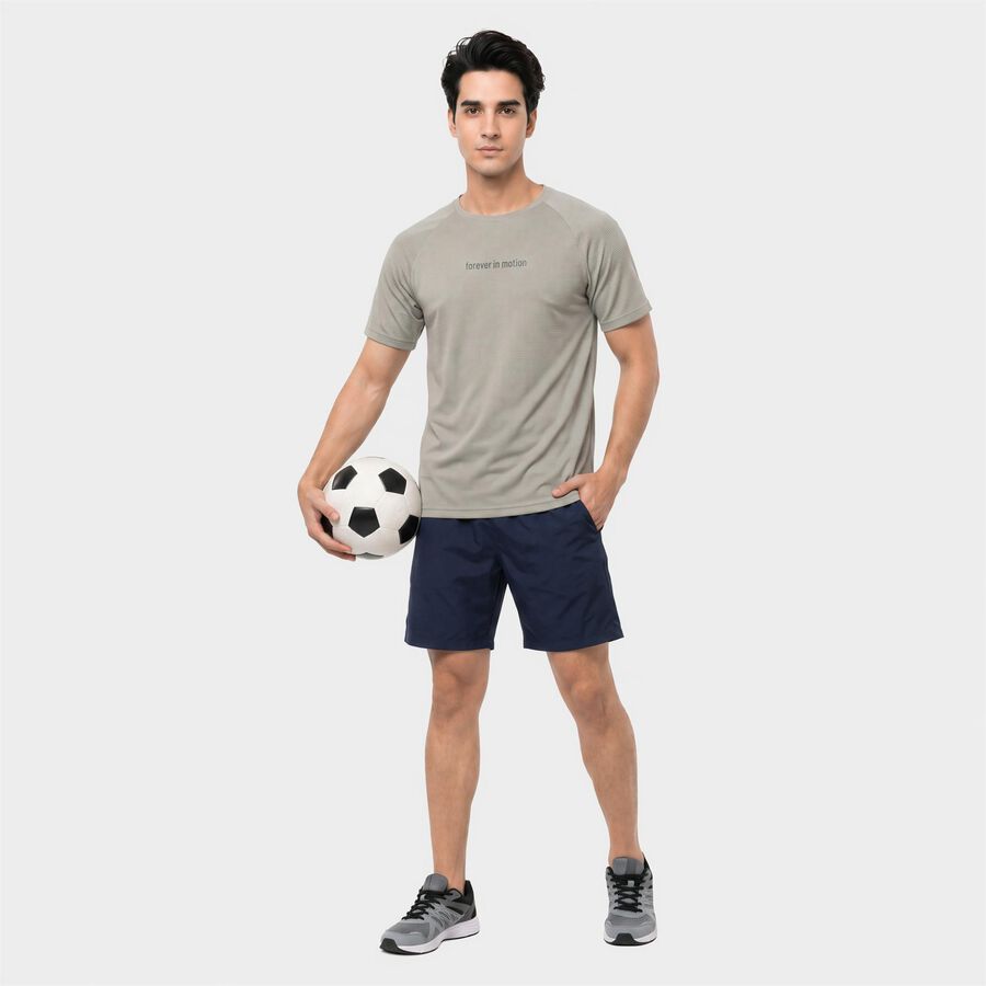Men's Grey Crew Neck Regular Drifit T-Shirt, Light Grey, large