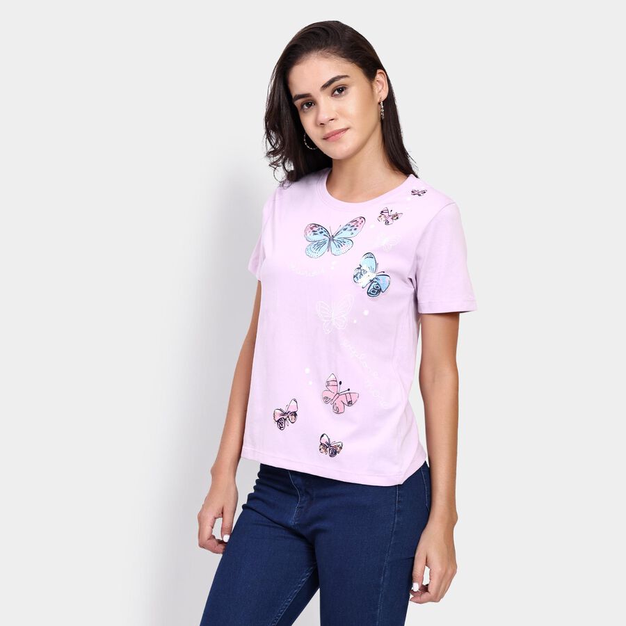 Ladies' Round Neck T-Shirt , लाइलेक, large image number null