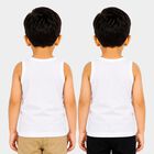 Boys White Cotton Round Neck Vest, सफ़ेद, small