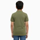 Boys Muted Olive Crew Neck Casual Half Sleeve T-Shirt, Olive, small