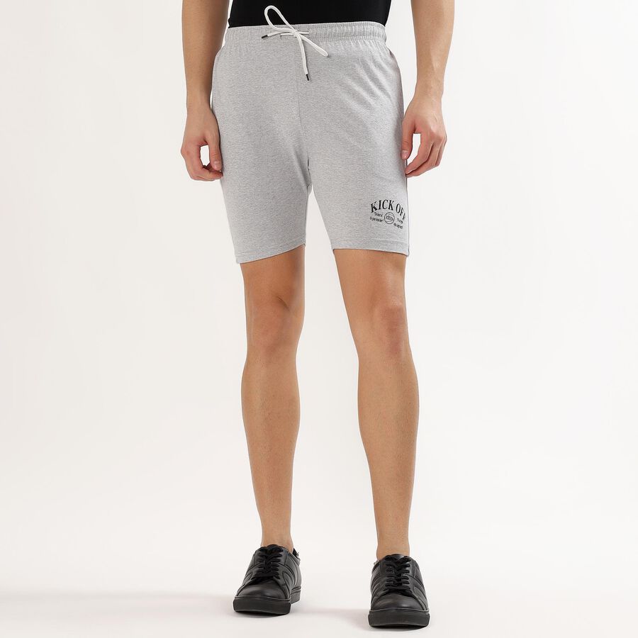 Men's Light Grey Regular Fit Printed Bermuda Shorts, Melange Mid Grey, large image number null