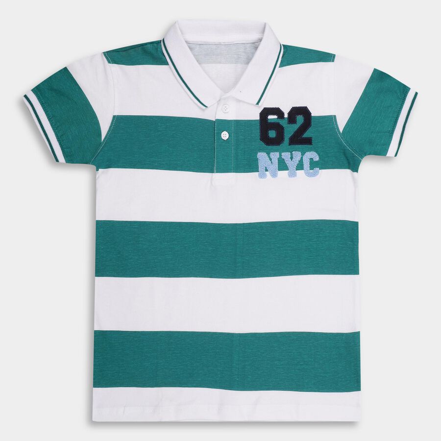 Boys' 100% Cotton Half Sleeves T-Shirt , गहरा हरा, large image number null