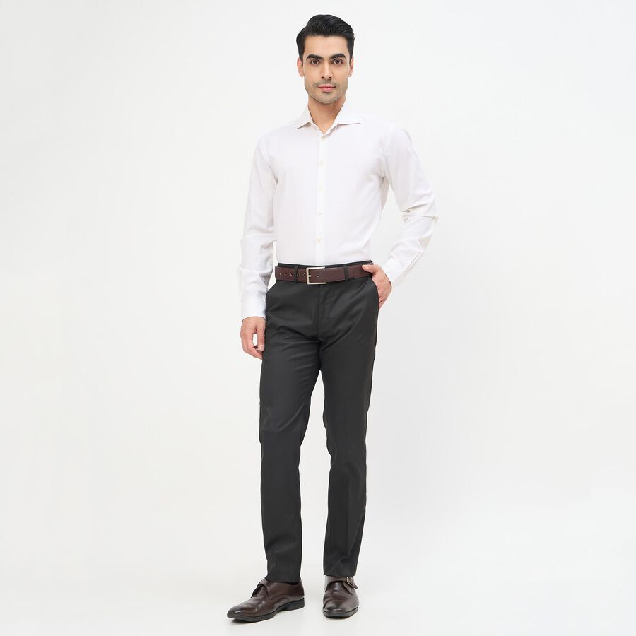 Men's Deep Midnight Black Slim Fit Flat-Front Formal Trousers, Black, large