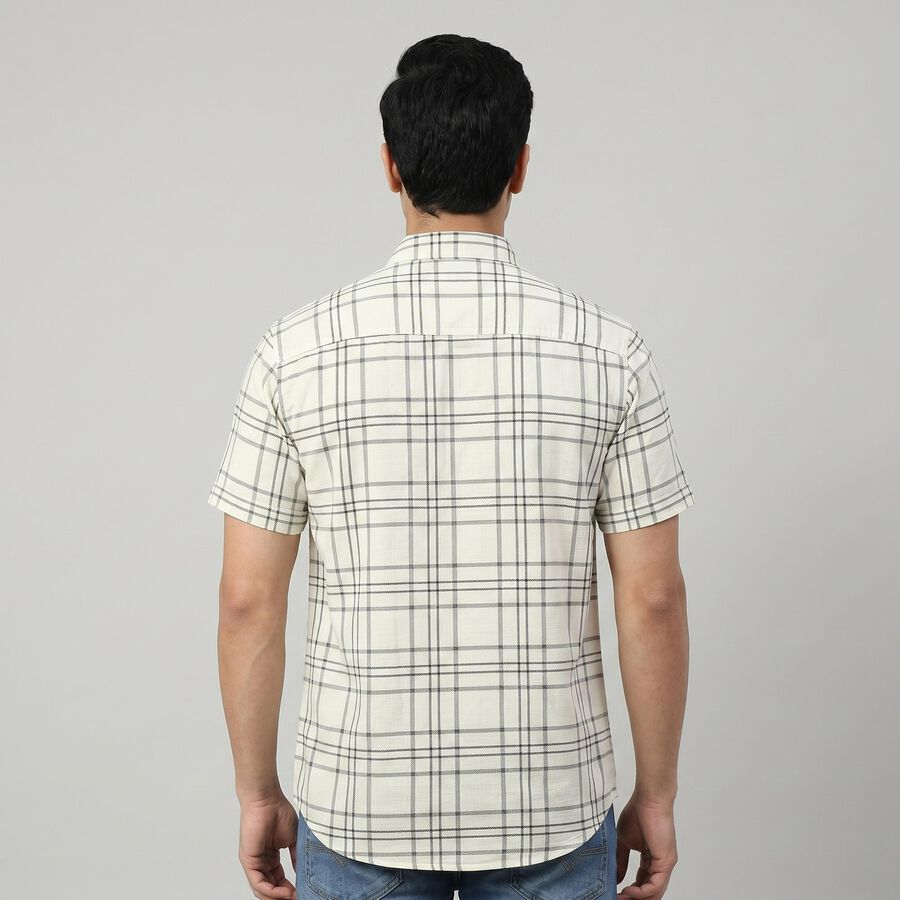 Men's White Cotton Half Sleeves Spread Collar Regular Fit Shirt, सफ़ेद, large