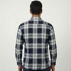 Men's Navy Blue Cotton Spread Collar Casual Shirt, नेवी ब्लू, small