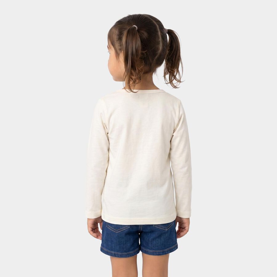 Girls Beige Round Neck Regular Top, Beige, large