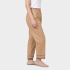 Women's Beige Regular Fit Solid Elastic Waist Palazzos, Beige, small