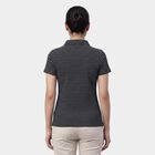 Women's Black Polo Collar Preppy Polo T-Shirt, Black, small