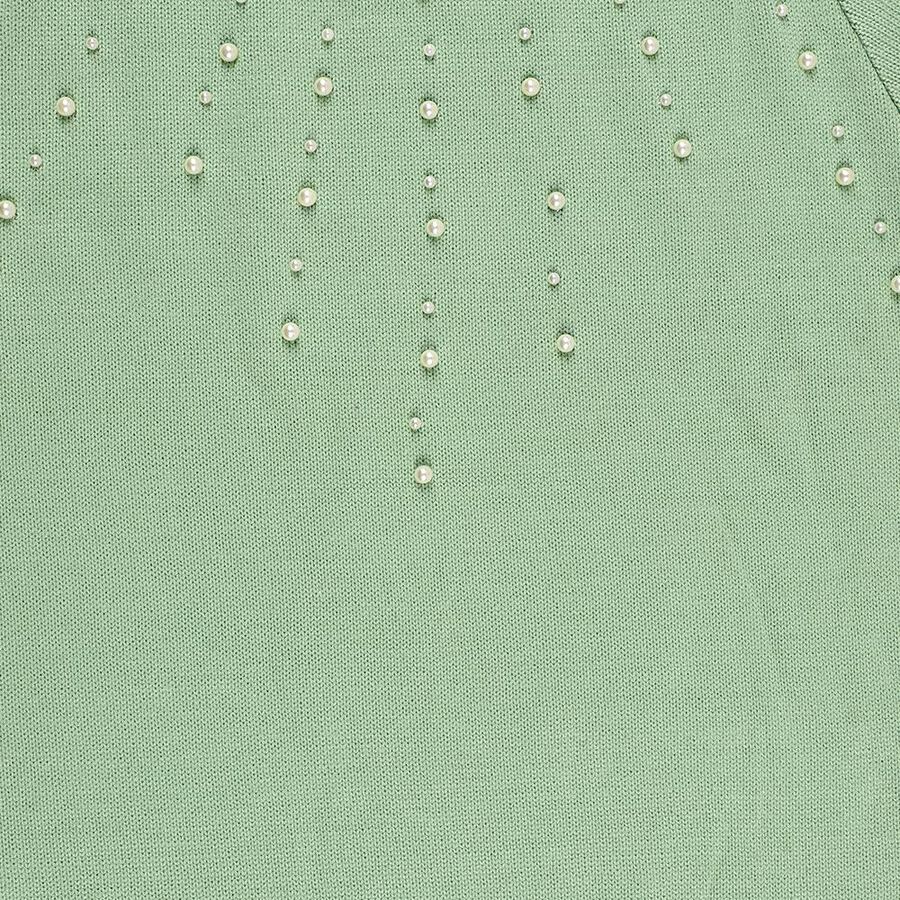 Girls' Mint Green Crew Neck Casual Pullover, Light Green, large image number null