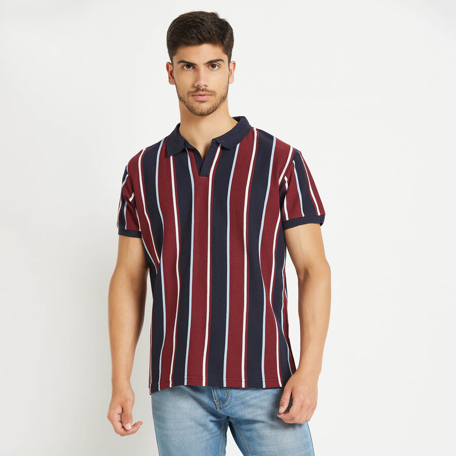 Stripes Polo Shirt, Maroon, large image number null