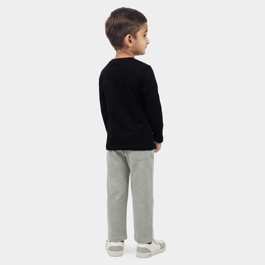 Boys Navy Blue Round Neck Graphic Print Baba Suit, Navy Blue, large