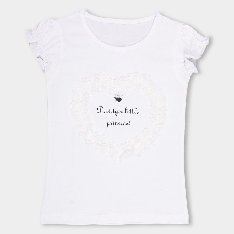 Girls' 100% Cotton T-Shirt , White, large image number null