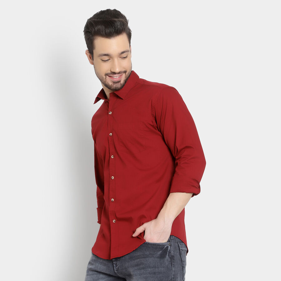 Cotton Solid Casual Shirt, Maroon, large image number null