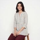Women's Light Blue Notch Neck Floral Printed Kurti, Light Blue, small