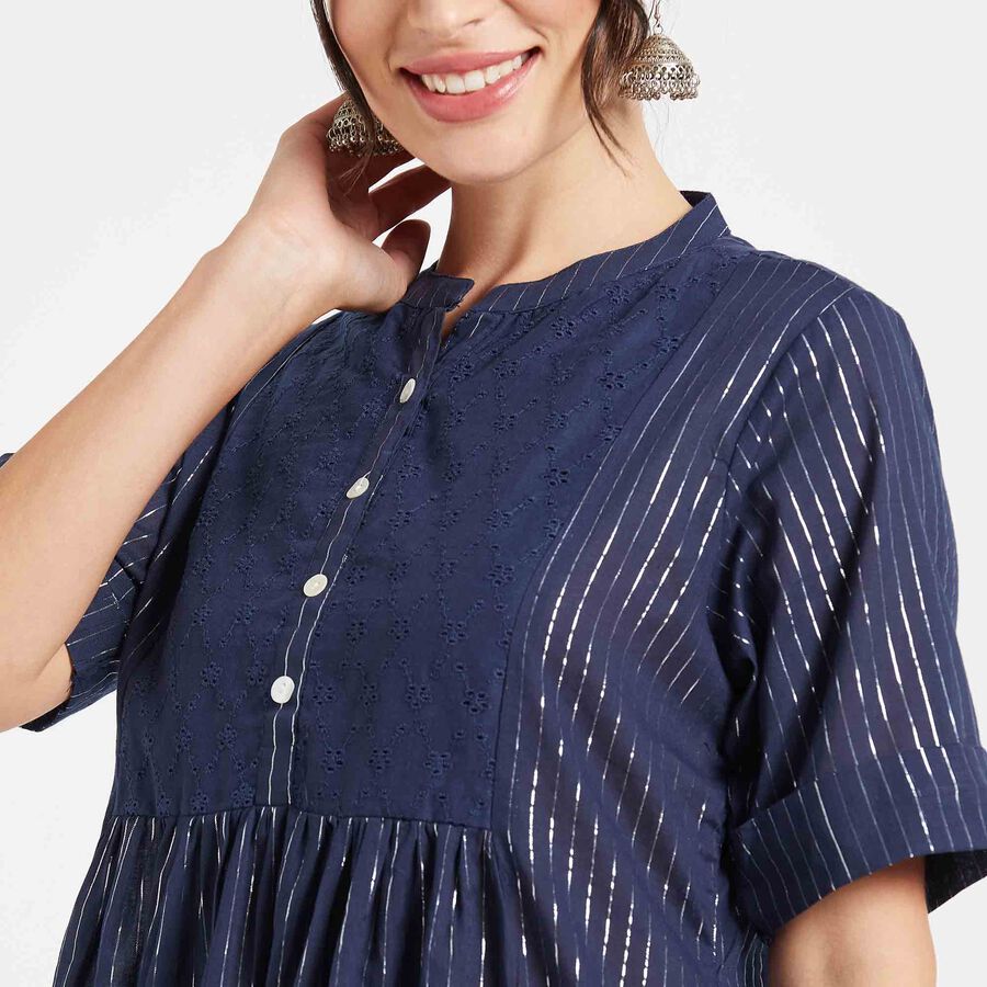 Printed Kurta, Dark Blue, large image number null