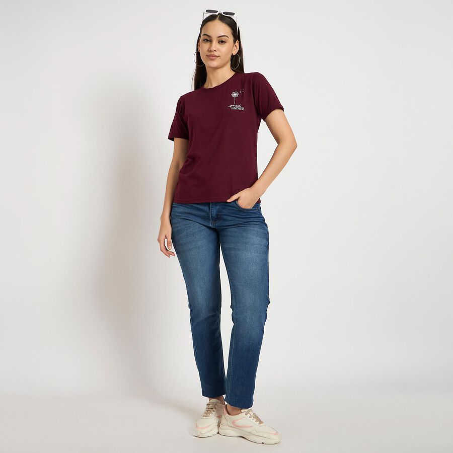 Ladies' Round Neck T-Shirt , Wine, large image number null