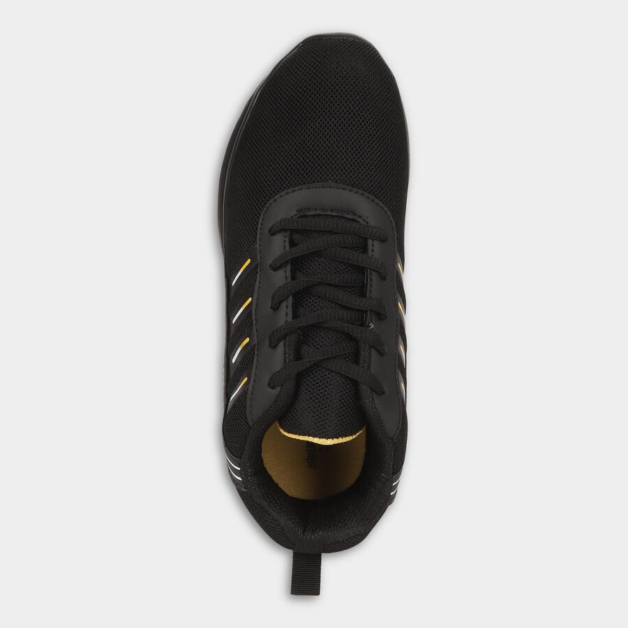 Men's Jet Black Lace-Up Sports Shoes, काला, large