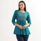Ladies' Kurti , मध्यम नीला, small