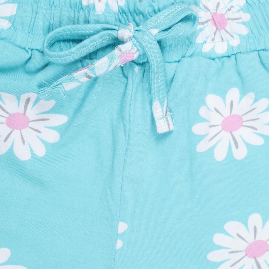 Girls' Bright Aqua Blue Printed Pull-Up Shorts, Aqua, large image number null
