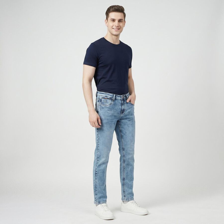 Men's Light Blue Slim Fit Classic Jeans, हल्का नीला, large