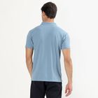 Men's Midnight Blue Polo Neck Solid T-Shirt, Mid Blue, small