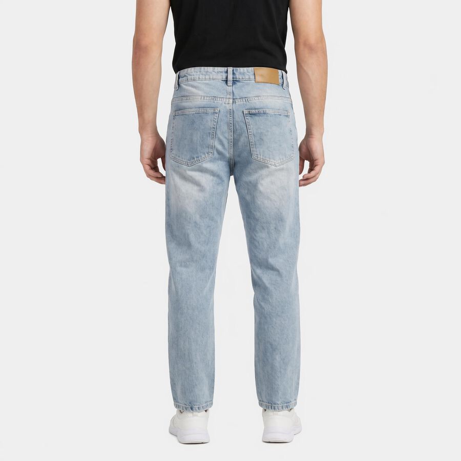 Men's Light Blue Straight Fit Washed Jeans, Ice Blue, large